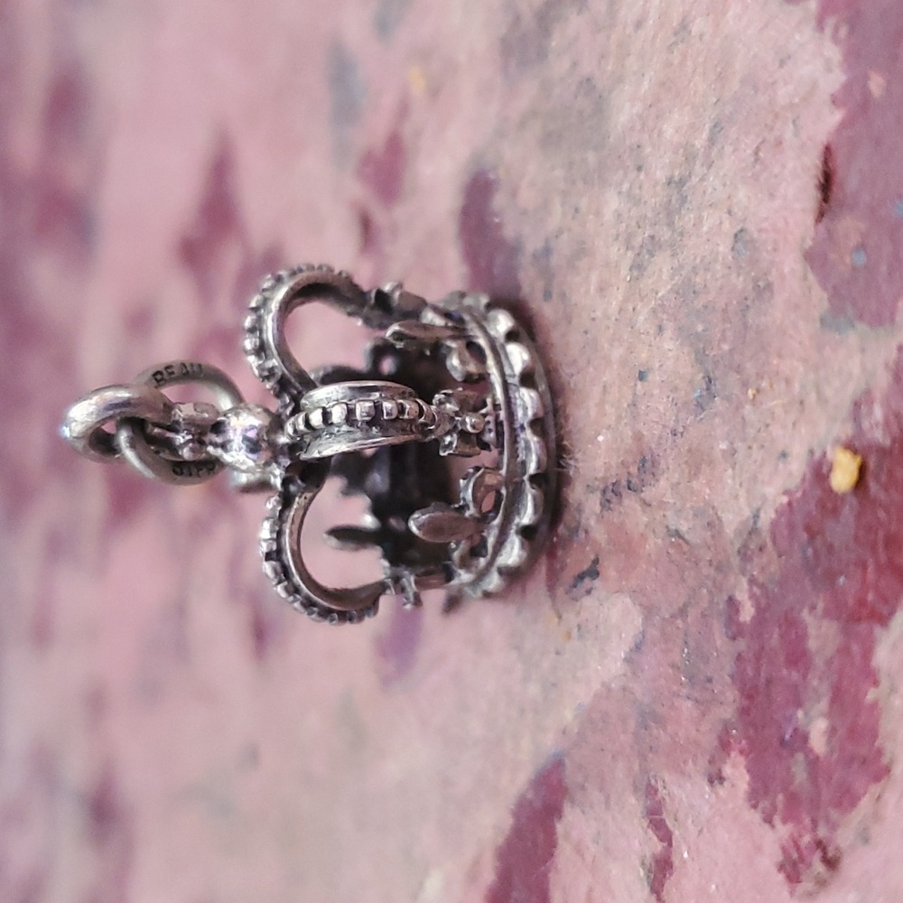 Sterling Silver Crown Bracelet or Necklace Charm
